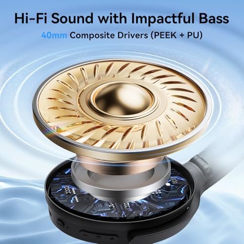 EarFun Wave Life Hybrid Active Noise Cancelling Headphones, Bluetooth 5.4 | Wireless Over Ear Headphones, 4 Mics AI Clear Call, Deep Bass, 60H Playtime, Comfortable Fit, Custom EQ Multipoint Connection
