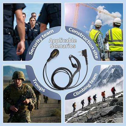 Walkie Talkie Earpiece with Mic Compatible with Baofeng UV-5R 888S, Retevis RT21 RT22 RT68 H-777 RT86, Kenwood TH-F6 F6A D7 Pxton Two Way Radios Earpiece G Shape Ear Piece for Police Radios (5 Pack) - color: GT-1