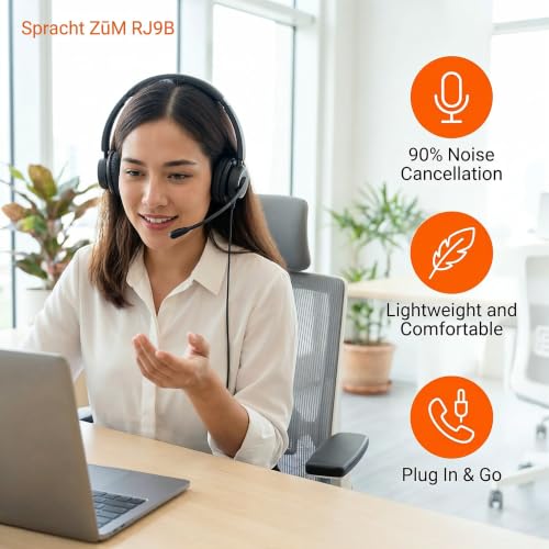 Spracht Zum RJ9 Dual Ear Wired Headset for Desktop Phones | Universal Telephone Headsets for Office Telephones | Works with Polycom Digium Nortel Yealink Grandstream Cisco - size: Dual Ear
