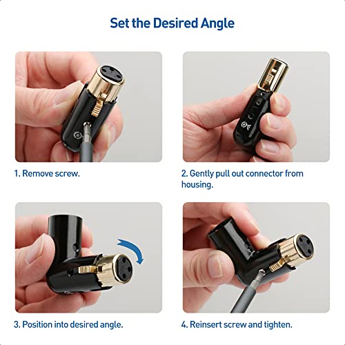 Cable Matters 2-Pack Adjustable Angled XLR Adapter, Male to Female | Adjustable Right Angle XLR Adapter, 3-Pin XLR, Rugged Metal Housing, Pass-through Audio, for Mixers and Musical Equipment