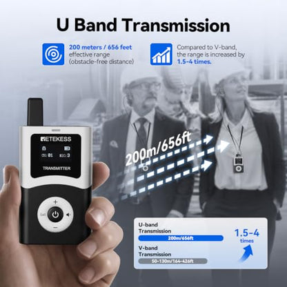 Retekess T130U(4nd Gen T130)Tour Guide System,Tour Guide Headsets(2TX 32RX) | for Factory,Travel,Clear Sound Quality,200M,Digital Mode, Wireless Connection,32-Slot Charge Case,40H,Less Interference Voice - style: 2-32
