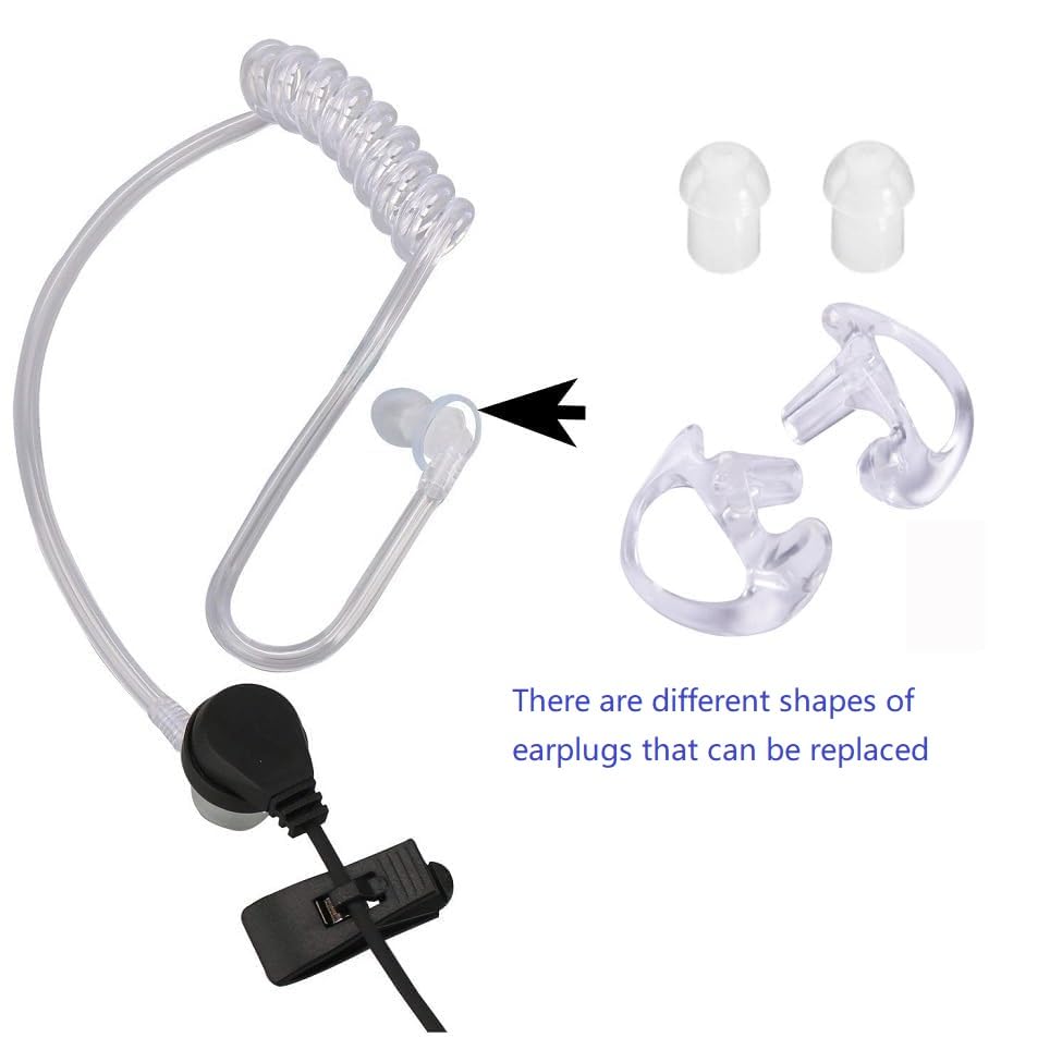 CYen Two Way Radio Earpiece Transparent Security Headphones Walkie Talkie Earphone Compatible AVPH3 Earpiece with VOX-PTT Pair