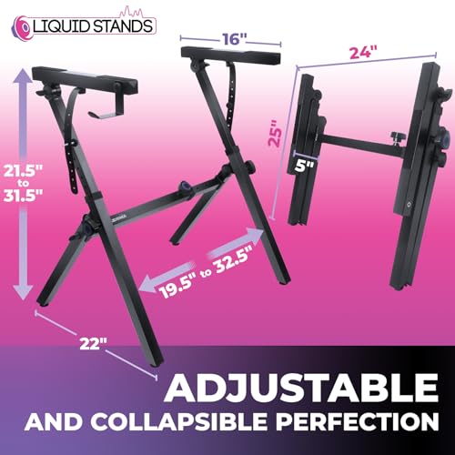 Liquid Stands Foldable Piano Keyboard Stand for 54-88 Key Z Style | Adjustable Heavy Duty Musical Stand Support for Kids and Adults, Portable for Digital Electric Music Keyboards - size: Foldable Z-Style