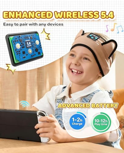KIDSBAND Kids Headphones, Over On The Ear Toddler/Baby Headband Headphones - Volume Limited with Thin Speakers & Soft Headband No Pressure On Ears, for Learning/Plane/Travel/Tablet/Computer/Sleep - color: DesertYellow