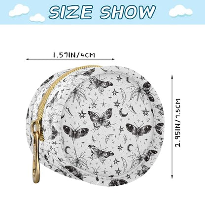 Pacifier Case Gothic Butterfly Moon Star Printed Waterproof Pacifier Holder Pouch with Metal Hook Clip Round Small Soother Storage Bag for Diaper Bag Stroller - color: Gothic Butterfly Moon Star