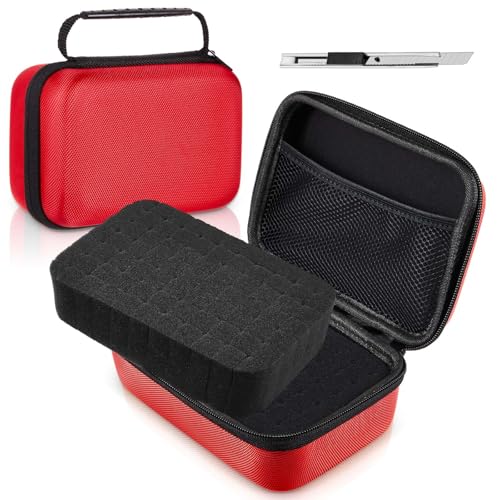 Relaxweex Hard Case with Foam, 7.1 X 4.7 X 3.1 Inch, Red | EVA Waterproof Shockproof Case, Customizable Foam for Camera Electronics Instruments, Digital Products, with Knife - color: Red, size: 7.1 x 4.7 x 3.1 inch