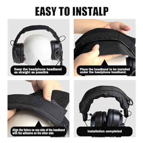 Universal Tactical Headphone Cover Advanced Modular Headset Headband Pad Protection Cushion Wrap Cloth Strip Compatible for HOWARD PELTOR MSA COM-TAC II 3M OPSMEN Military Shooting Earmuffs (Black)