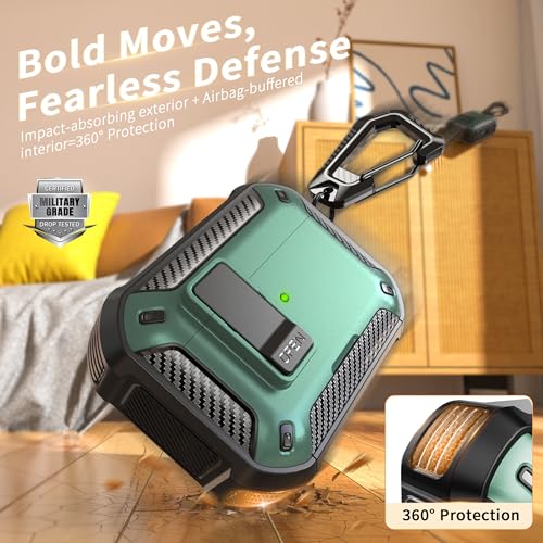 AirPods Pro 3 Case with Safety Lock Phone Stand Magsafe, Green | Compatible with Apple AirPods Pro 3rd Generation Case with Cleaner Kit & Carabiner, Magnetic Lid, Drop-proof - color: FK-Green, size: AirPods Pro 3 Case
