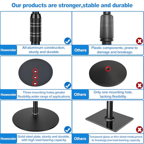 Speaker Stands, Adjustable Height from 33" to 48", 2 Packs | All Metal Speaker Stands Pair for Small Speakers，Holds up to 8.8 lbs,Easy DIY Assembly,HD-718,Black
