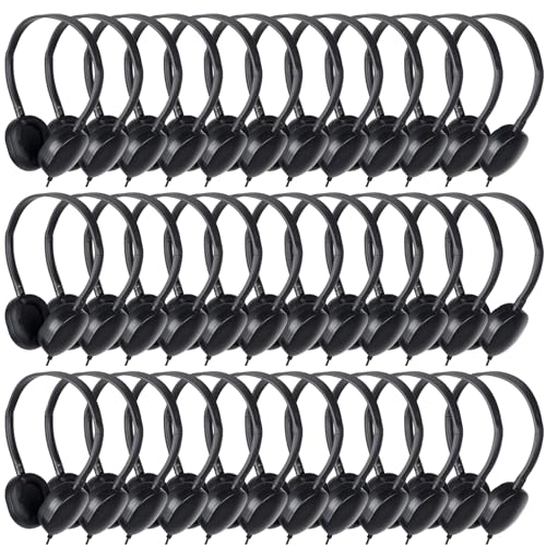 100 Pack Bulk Headphones for Kids Classroom School,Wired On Ear | Headphones for Students Testing Online Learning Library Computer Lab,3.5mm Jack Compatible with Chromebook PC Pad Black - size: 100 Pack Black