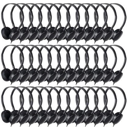 100 Pack Bulk Headphones for Kids Classroom School,Wired On Ear | Headphones for Students Testing Online Learning Library Computer Lab,3.5mm Jack Compatible with Chromebook PC Pad Black - size: 100 Pack Black