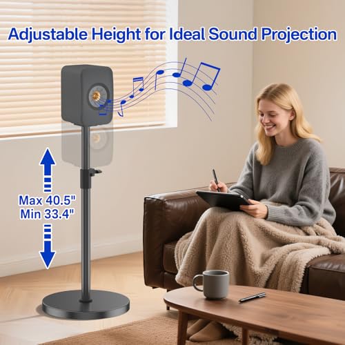 Adjustable Height Speaker Stands Pair for KEF LSX II Speaker Stand with Cable Management - Heavy Duty Surround Sound Speaker Stand for KEF LSX II Floor Stand Hold Up to 30LBS to Immersive Sound