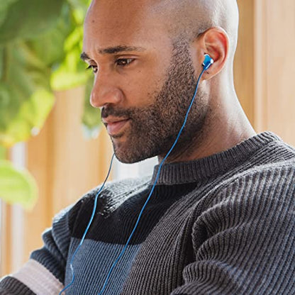 Panasonic ErgoFit In-Ear Earbud Headphones RP-HJE120-A (Blue) Dynamic Crystal-Clear Sound, Ergonomic Comfort-Fit - color: Blue, size: S/M/L, style: No Mic