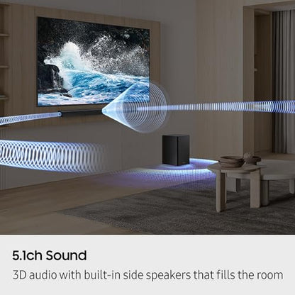 Samsung B-Series Soundbar HW-B750F 5.1 ch Subwoofer (2025 Model) Voice Enhance Mode, Q-Symphony, Adaptive Sound - style: HW-B750F