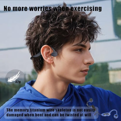 Bone Conduction Headphones,with Built-in Mic swimming bone conduction headphones,Waterproof Lightweight For bluetooth earphones Stable to wear MP3 IPX8for Running,Cycling,Hiking,Driving,Gym (black) - color: Black