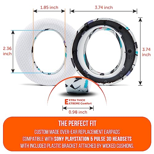WC Freeze Pulse 3D - Cooling Gel Earpads for Sony PS5 Pulse 3D | Made by Wicked Cushions | Thicker Cushion & Wider Opening | 90's White - color: 90's White