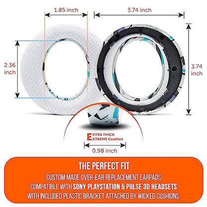 WC Freeze Pulse 3D - Cooling Gel Earpads for Sony PS5 Pulse 3D | Made by Wicked Cushions | Thicker Cushion & Wider Opening | 90's White - color: 90's White
