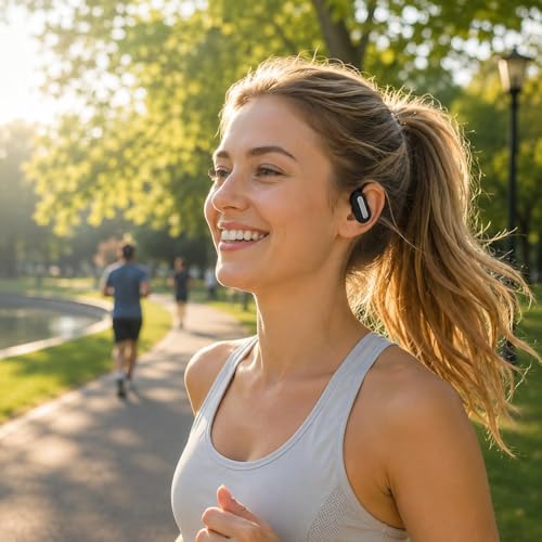 Wireless Earbuds SP36 Sports with Earhooks, Bluetooth 5.4, Hi-Fi Stereo Sound, LED Display, Long-Lasting Battery Life, Waterproof Sport Headphones Compatible with Android/iOS (Black)