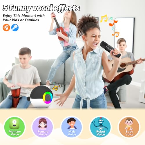 Mini Karaoke Machine Speaker for Kids Adults, Portable Bluetooth Microphone Song Toys with LED Light, Best Chritmas Birthday Festival Gift for 3 4 5 6 7 8+ Year Old Girls Boys (Black-2 Mic) - color: Black-2Mic