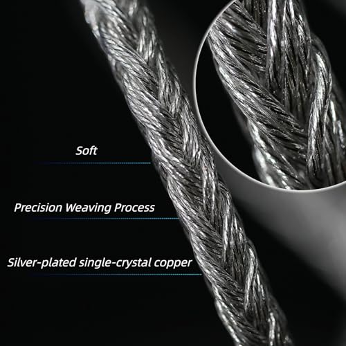 2 Pin IEM Upgrade Cable, 0.78mm Connector, 24-Core Silver-Plated, 4.1ft (1.25m), 4.4mm to 2-Pin/MMCX/QDC for in-Ear Monitors - size: 3.5mm-2PIN