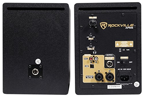 Rockville ROCK-U MINI 2x2 Recording Interface Bundle with APM5B Monitors | 24-Bit/192kHz, USB, 48V Phantom Power, RCM PRO Mic, PRO-M50 Headphones, RVSM1 Stands, RRS190S Pads, 2 TRS Cables, 11-Items