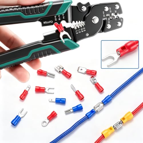 smseace Wire Crimp Connectors 2.8mm/4.8mm/6.3mm 22-10AWG Male and Female Connector kit Insulated Wire Spade/Fork/Ring Electrical Speaker Connector - size: 125Pcs