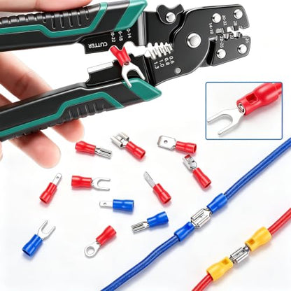 smseace Wire Crimp Connectors 2.8mm/4.8mm/6.3mm 22-10AWG Male and Female Connector kit Insulated Wire Spade/Fork/Ring Electrical Speaker Connector - size: 125Pcs