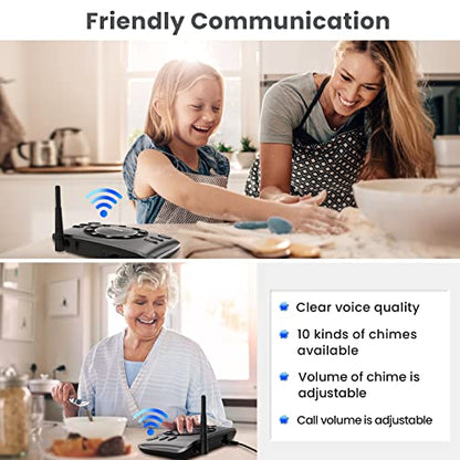 Hands-Free Intercoms Wireless for Home Business, Wuloo Upgrade Two Way Audio Intercom System for Elderly, Full Duplex Room to Room Intercom with 5280 ft Range Clear Sound Anti-Interference, 1-Pack - color: 1 unit for expandable