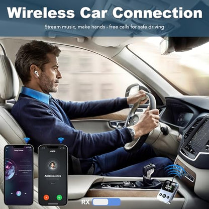 Bluetooth Transmitter Receiver, 2-in-1 Bluetooth 5.3 Adapter for TV, Airplane, Gym Equipment, Cars, PC, Supports to 2 Wireless Headphones, Cell Phones, Wireless Receiver for Car, Home Stereo