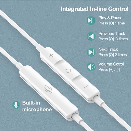 DUKABEL USB in-Ear Headphones, USB PC Earbuds for PC/PS4/PS5, White Gaming Earphone Headset with Microphone for Live Conference, Video Calls, Broadcasting, On-line Work | USB Gaming Earbuds with Mic, Noise canceling, in-ear Headphone, Volume Control, for