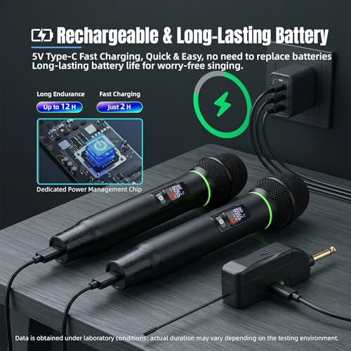 Wireless Karaoke Microphone with RGB LED, 2-Pack