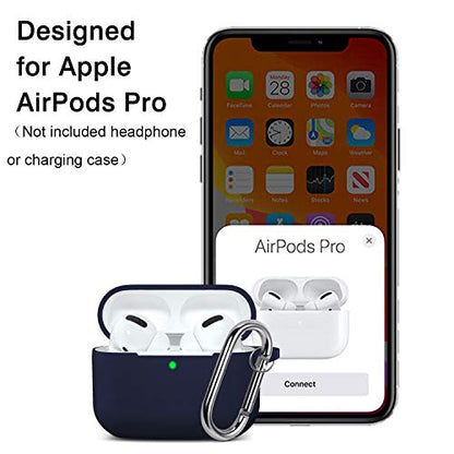 Hamile Compatible with AirPods Pro Case Protective Silicone Airpod Case Shockproof Cover Skin for Apple Airpod Pro 2019 Charging Case, with Keychain, Navy Blue - color: Navy Blue
