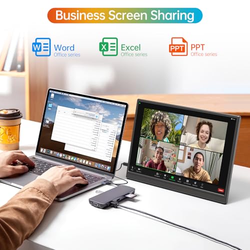 ForHelp 14 Inch Portable Monitor FHD1200P Ultra-Slim for Laptop Monitor, USB-C&HDMI Plug&Play,100% SRGB,Dual Speakers Extender Display. Built-in Stand,for Laptop,PC Phone Xbox PS4/5 - style: 14"1200p