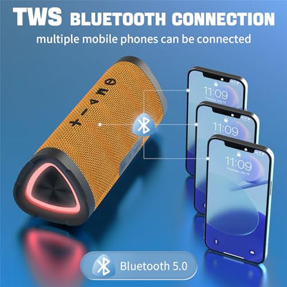 Vanzon Bluetooth Speakers V40 Portable Wireless Speaker V5.0 with 24W Loud Stereo Sound, TWS, 24H Playtime & IPX7 Waterproof, Suitable for Travel, Home&Outdoors(Yellow,Hij - color: Yellow