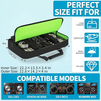 IBVIVIC DJ Controller Case Bag, Fits for DDJ-REV1/DDJ SR/SR2 | Fits Denon MC4000/Numark Mixtrack Pro FX/NVII/Mixstream Pro+/Mixstream Pro Go/NI Traktor Kontrol S4 MK3/S3 DJ Mixer Case - size: DDJ-REV1/SR/SR2