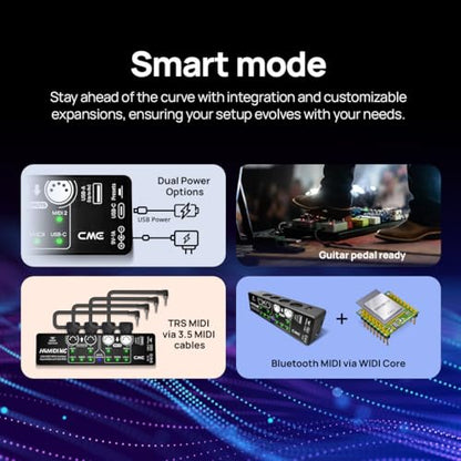 CME H4MIDI WC Advanced USB Host MIDI Interface | Router, Filter, Mapper, Optional WIDI Bluetooth MIDI, Standalone 9V Power Mode, For Guitarists and Producers