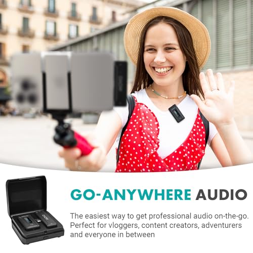Movo WMX-2-C Wireless Microphone for iPhone 15/16 with Charging Case - 7HR Battery Wireless Lavalier Microphone for iPhone 15/16-328' Range USB C Lapel Mic - style: 1 Transmitter