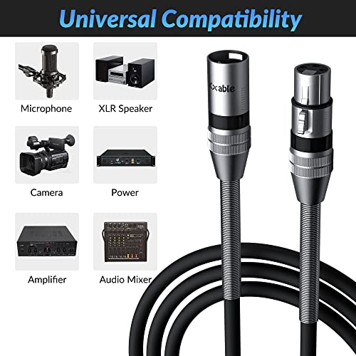 Kxable XLR Microphone Cable 3 FT, XLR Male to Female Balanced Mic Cable, 3-Pin Shielded Speaker Cord, Zinc Alloy Connectors, 22AWG Pure Copper, Metal Spring SR, Recording Studio, Podcast, Black - size: 3FT, style: 1-Pack