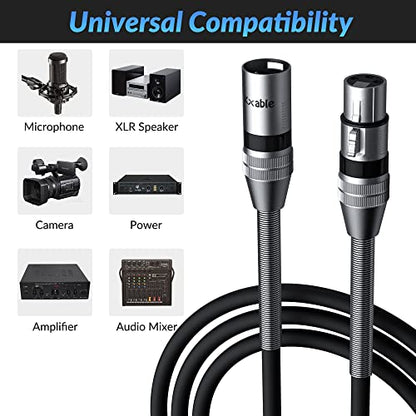 Kxable XLR Microphone Cable 3 FT, XLR Male to Female Balanced Mic Cable, 3-Pin Shielded Speaker Cord, Zinc Alloy Connectors, 22AWG Pure Copper, Metal Spring SR, Recording Studio, Podcast, Black - size: 3FT, style: 1-Pack