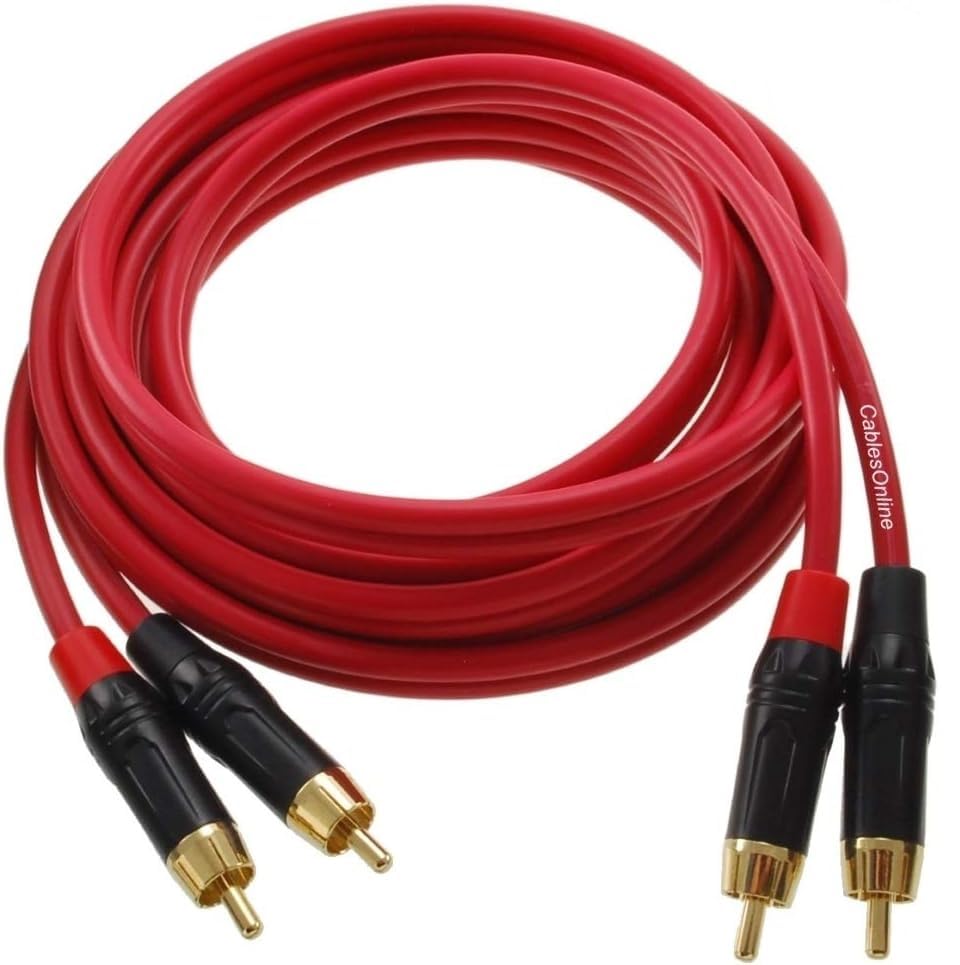CablesOnline, 12ft. Two-RCA Male to Two-RCA Male Gold-Plated Ultra-Flexible Red Premium Audio Cable, AV-412QR - size: 12ft.