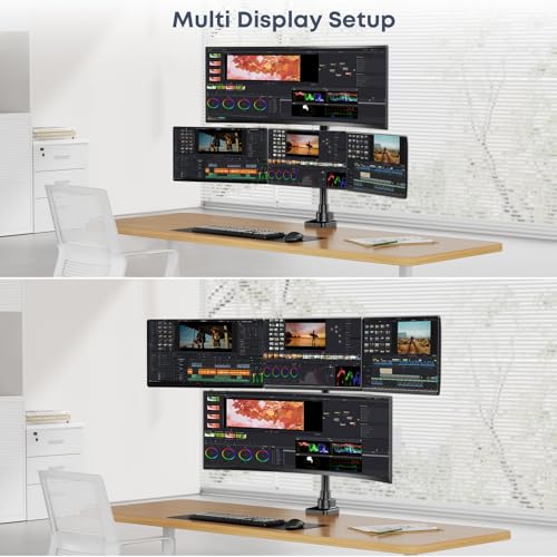 Quad Monitor Mount for up to 49 inch Ultrawides on Top and 27 inch Screens on Lower Brackets,Heavy Duty,Fully Adjustment, Holds up to 44 lbs, VESA 75x75/100x100 mm,Black - size: 49inch