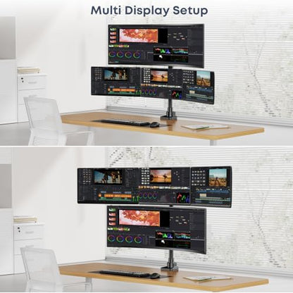 Quad Monitor Mount for up to 49 inch Ultrawides on Top and 27 inch Screens on Lower Brackets,Heavy Duty,Fully Adjustment, Holds up to 44 lbs, VESA 75x75/100x100 mm,Black - size: 49inch