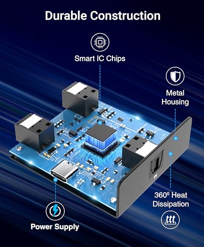 BlueRigger Digital Optical Audio Splitter (1x2 Active Toslink Splitter) - size: 1x2, style: Active
