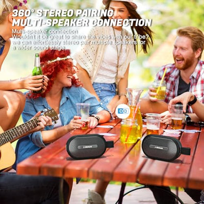 Portable Mini Bike Bluetooth Speaker,IP67 Waterproof Wireless with Adjustable Strap and Hook, Loud Clear Sound 10Hours Playtime, Home/Party/Outdoor/Beach/Shower (MINI Speaker)