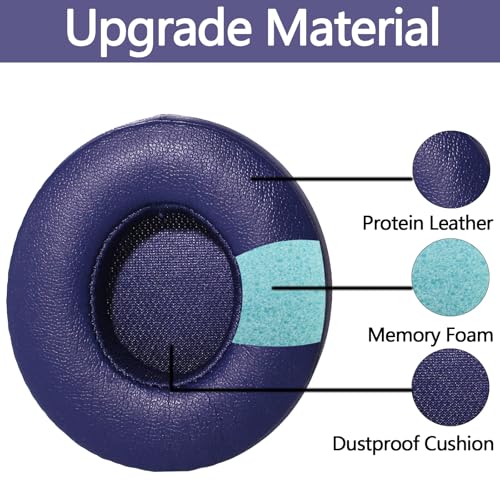 Replacement Ear Pads for Beats Solo 2/3 On-Ear Headphones - Academy Blue | Fit for Beats Solo 2/3 Wired/Wireless A1796/B0534, Xinyuekj Protein Leather Cushions, (Not Fit Beats Studio, Solo HD, Solo 4) - color: Academy Blue