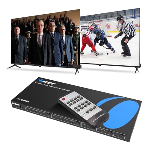 OREI 4x2 HDMI Matrix Switch 4K with Audio Extraction, ARC, EDID, Downscale