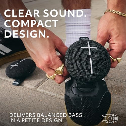 Ultimate Ears MINIROLL Waterproof Bluetooth Speaker - Gentle Black | Ultra-portable, balanced bass, IP67 dustproof, 131 ft (40 m) range - color: Black