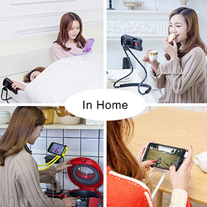 011 Neck Cell Desk Bed,Bike and Motorcycle Mount,Lazy Bracket Mobile Phone Stand Holder (Black) - color: Black