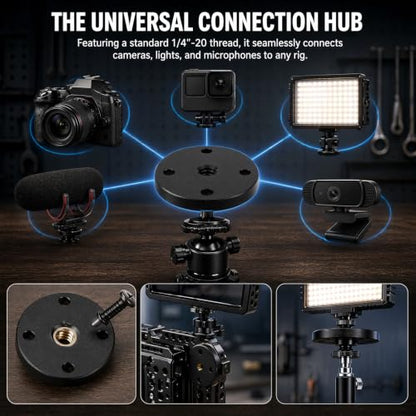 2 Set 1/4"-20 Thread Tripod Adapter Mount Plate, Aluminum Alloy Wall Mount Holder Adapter with Screw, for DSLR Camera, Action Cam, Monitor, Webcam, Tripod, Light Stand, Photography Accessories