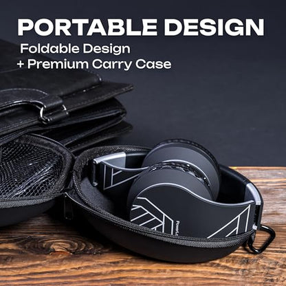 PowerLocus Wireless Bluetooth Over-Ear Stereo Foldable Headphones, Wired Headsets Rechargeable with Built-in Microphone for iPhone, Samsung, LG, iPad (Black/Silver) - color: Black/Silver